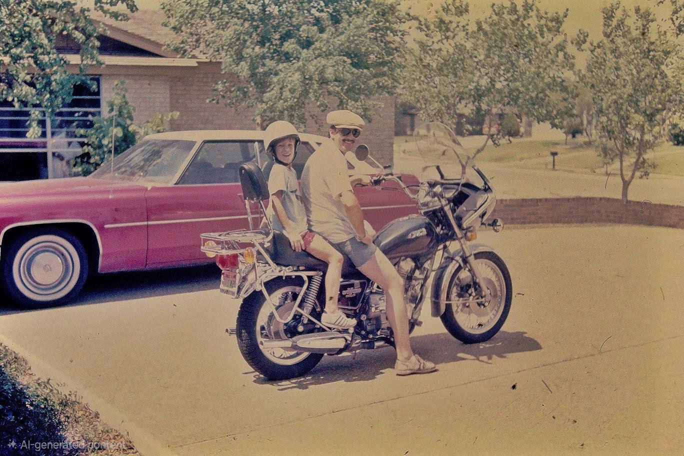 James as a child riding on the back of his dad's Gold Wing